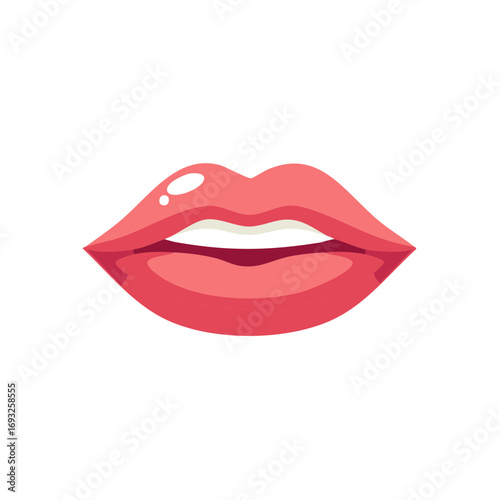 Glossy Red Female Lips Vector Illustration Beauty Fashion Design Element