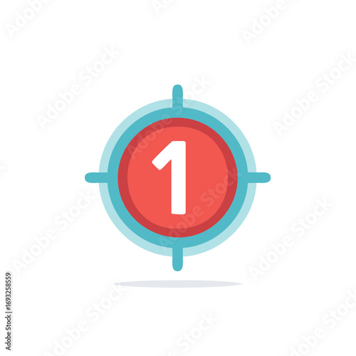 Red circle with white number one in crosshairs target icon