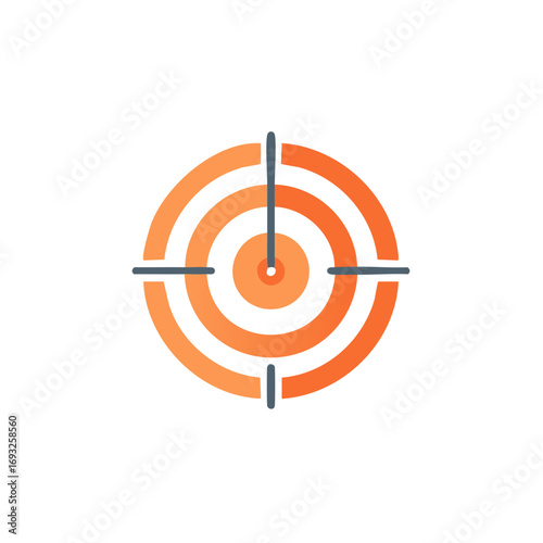 Abstract target with orange rings and gray crosshairs centers on aiming for accuracy precision and goal achievement