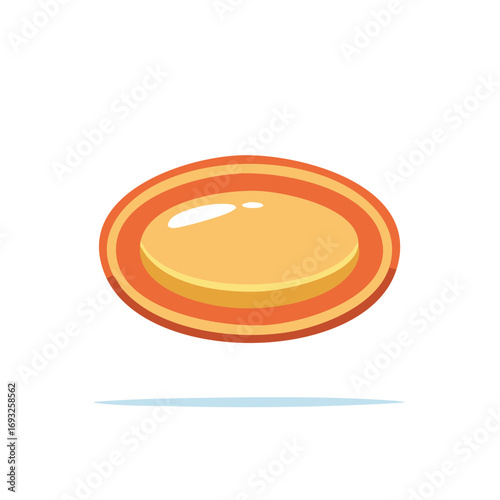 A bright orange and yellow oval shape with subtle highlights suggestive of a shiny object