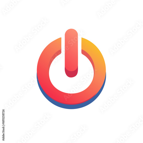 Modern Power Button Symbol in Gradient Colors for Start or On Off Controls and Technology Concepts
