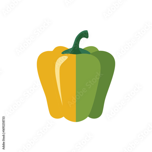 Vibrant yellow and green bell pepper food illustration