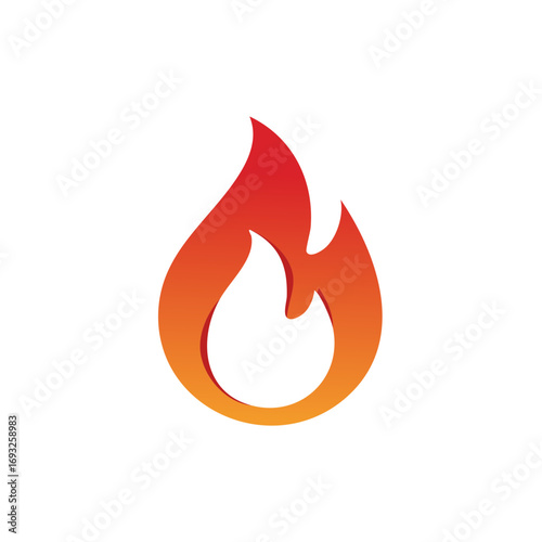 Bold Flame Graphic Displaying Fiery Gradient Isolated on White Background