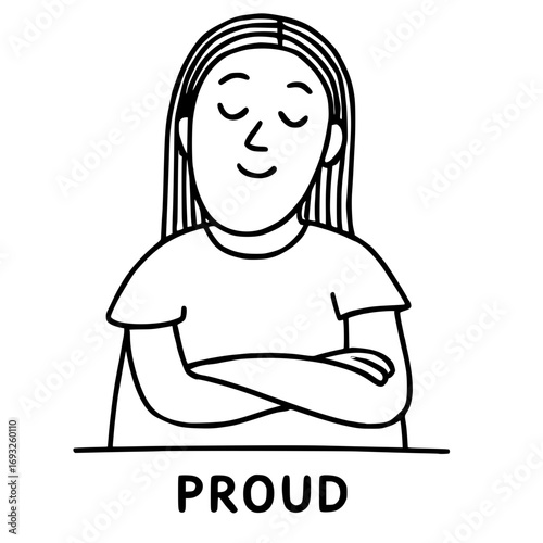 Minimalist line art illustration of a proud person
