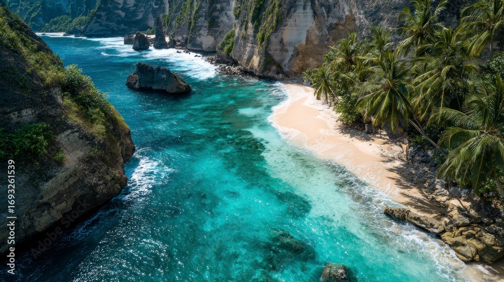 Naklejka premium Tropical beach cove aerial view