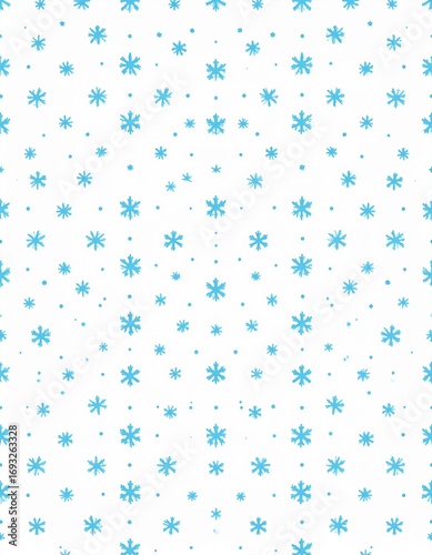 Scattered Snowflakes and Stars Seamless Pattern
