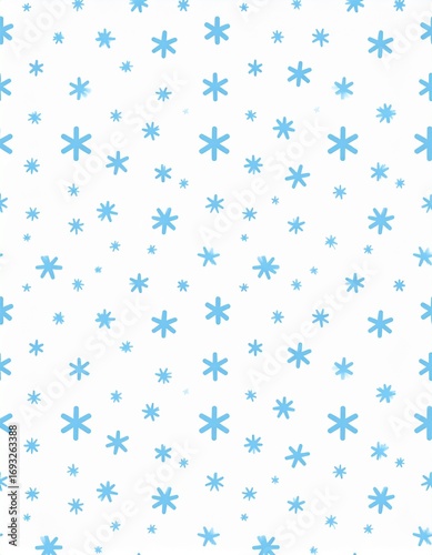 Scattered Snowflakes and Stars Seamless Pattern