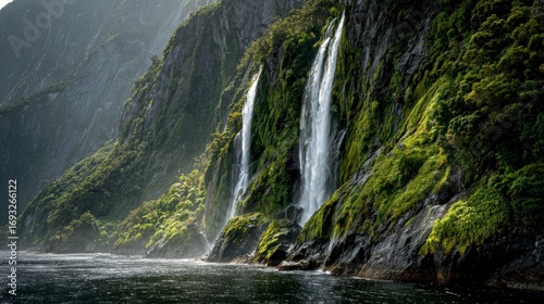 Waterfall mountain landscape