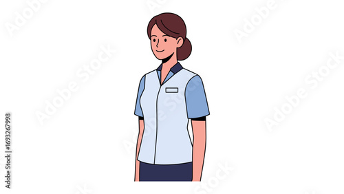 Two stylish women a hairdresser with scissors and hairdryer and a stylist with long brown hair and comb standing against a white background