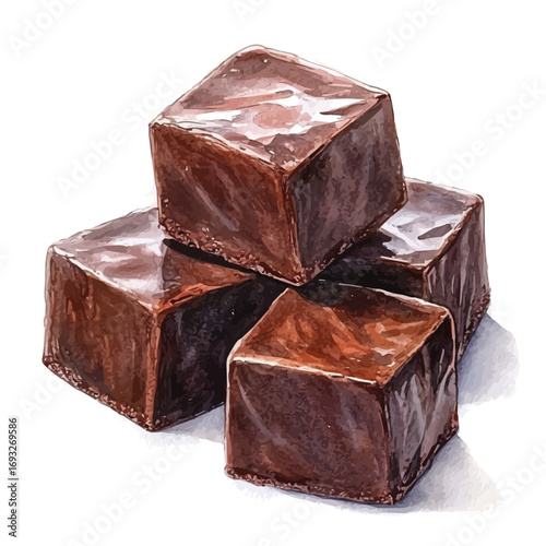Fudge, watercolor clipart vector, isolated on a white background.