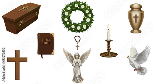 Angel Cherub Praying Peacefully Memorial Funeral Service Symbols White Dove Candle Isolated On Transparent Background