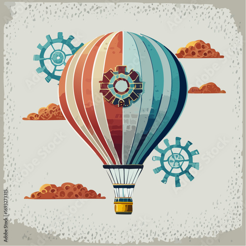 Steampunk Pixel Art Hot Air Balloon