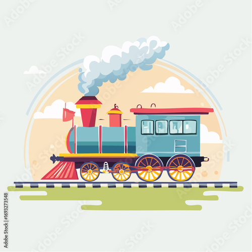Vintage Steam Train Illustration