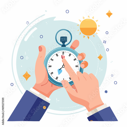 Businessman Hands Adjusting Pocket Watch