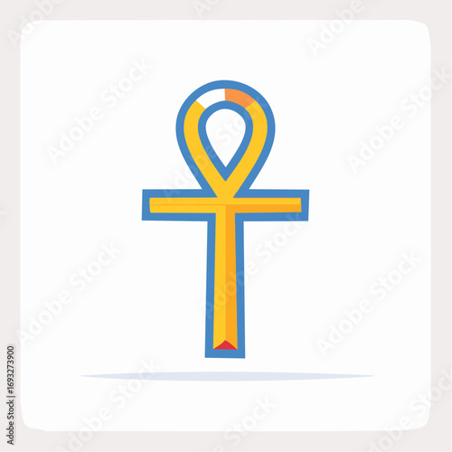 Golden Ankh Symbol On White Background
