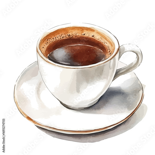 Coffee, watercolor illustration vector, isolated on a white background.