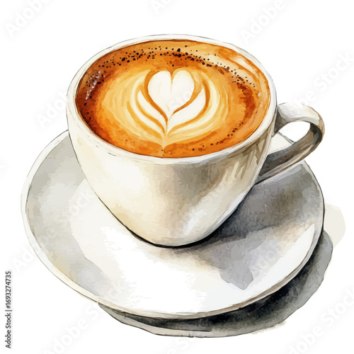 Coffee, watercolor vector, isolated on a white background.