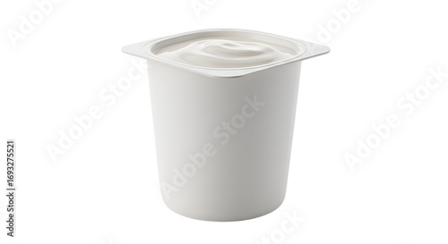 Plain White Yogurt Cup with Creamy Surface on a Bright Background