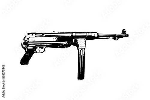 firearm silhouette machine gun vector weapon image isolated on white transparent background