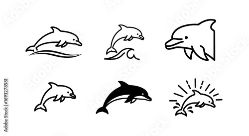 Graceful Ocean Dweller Graphics A Versatile Collection of Dynamic Dolphin Vector Art Icons for Creative Projects