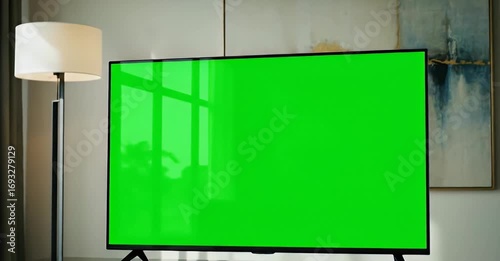 Wallpaper Mural Television with a green screen in a living room setting. Torontodigital.ca