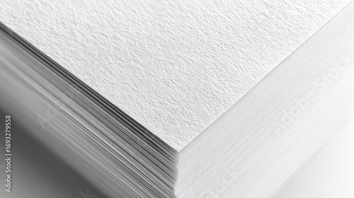 Stack of white paper sheets closeup