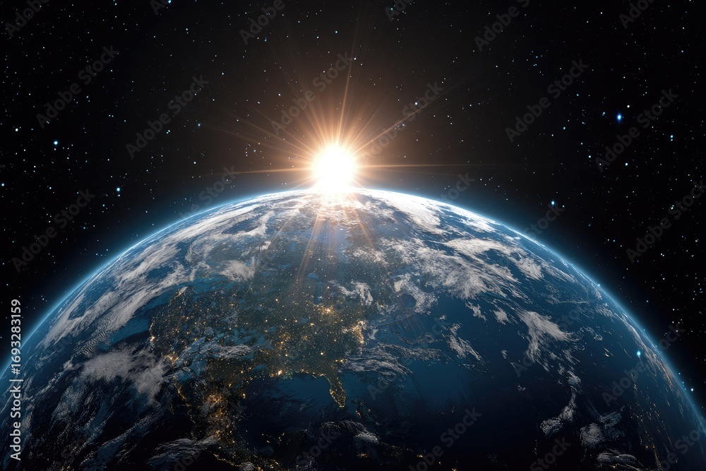 Obraz premium Earth rising in space