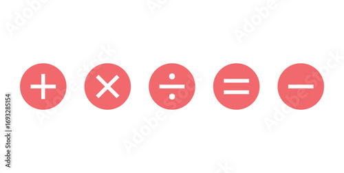 Five Basic Arithmetic Operations Symbols in Mathematics.
