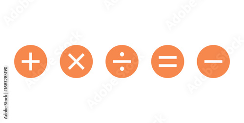 Five Basic Arithmetic Operations Symbols in Mathematics.