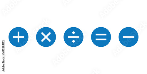 Five Basic Arithmetic Operations Symbols in Mathematics.