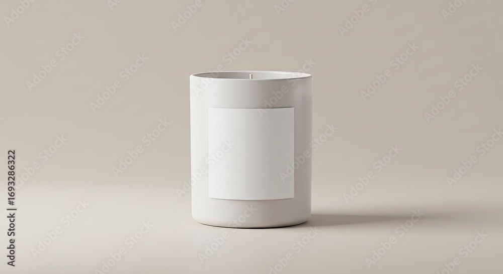 Minimalist White Candle with Blank Label Mockup