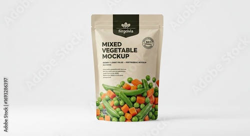 Mixed Vegetable Pouch Mockup for Food Packaging Design