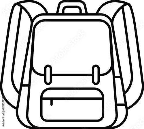 Simple outline icon of a classic backpack for travel school or everyday use vector