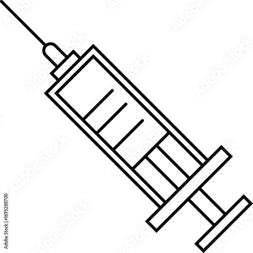 Simple syringe icon clean outline medical health care injection equipment graphic vector