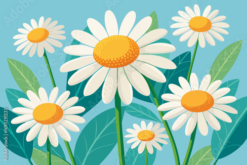 Vibrant daisies bloom in a cheerful garden scene, bringing natural beauty and freshness to any project.