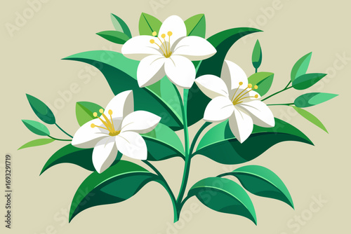 Vibrant white blossoms with lush green leaves bring natural beauty to any design project