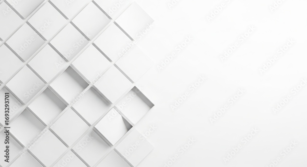 Fototapeta premium Abstract geometric pattern of white cubes with clean background