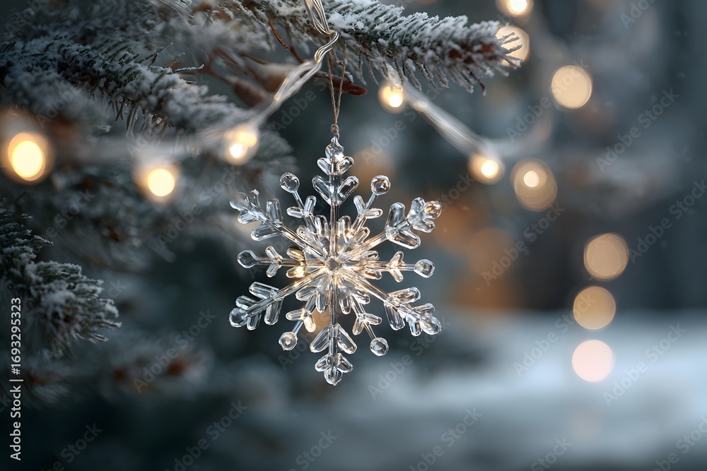 Obraz premium 반짝이는 겨울 눈송이 장식 오너먼트