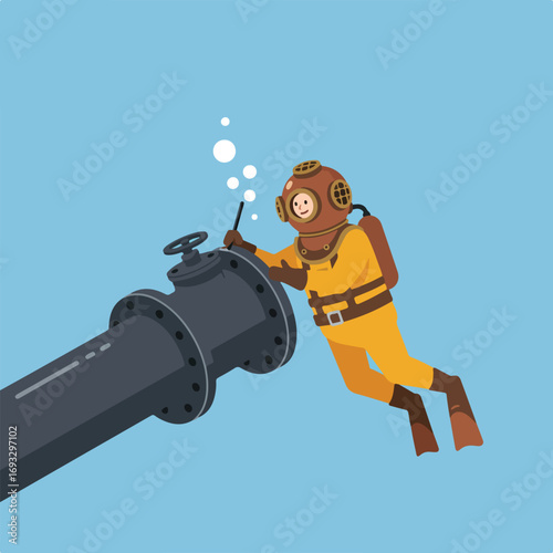 Diver fixes valve