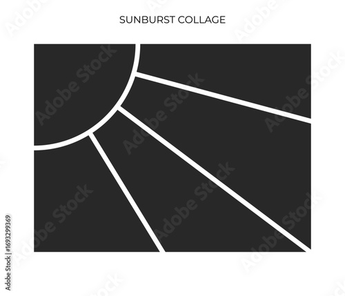 This icon depicts a stylized sun with rays, sectioned into multiple frames, resembling a photo collage.