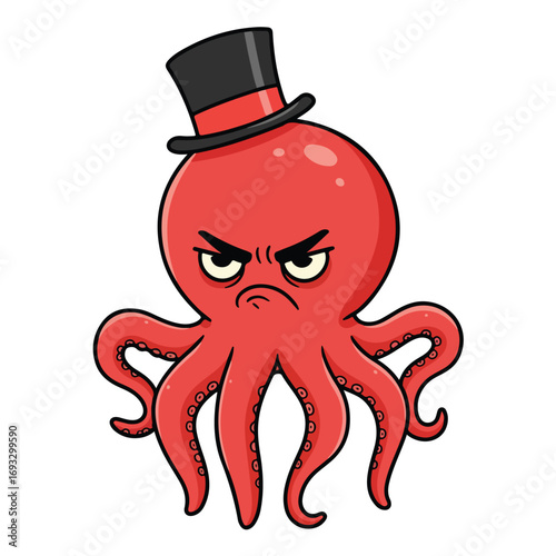 Angry octopus in top hat