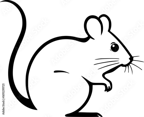 Stylish monochrome mouse in suit illustration for commercial business advertising and digital media design