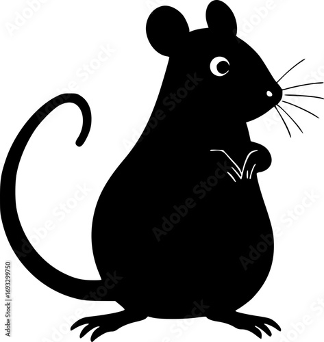 Mouse in Suit Monochrome Black and White Illustration Minimalist Stylish Modern Design for Business Fashion or Cartoon Character Mascot Artwork Vector Graphics Digital Print Media