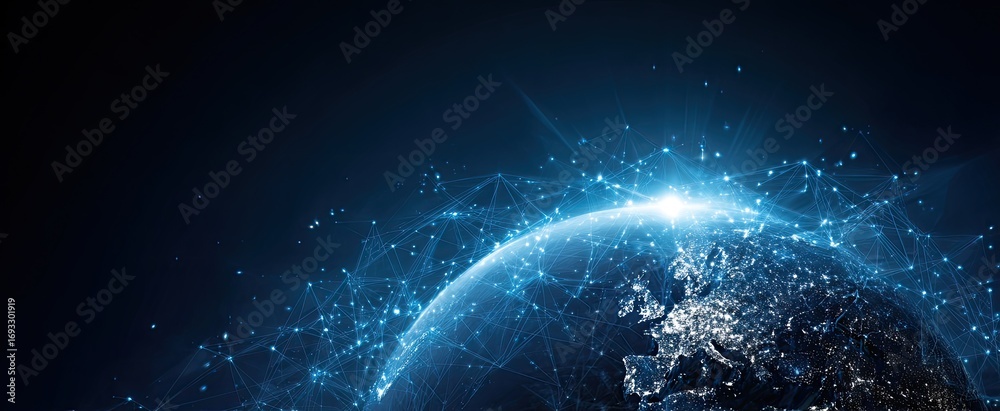 Obraz premium Global network, connecting the world. Abstract digital planet