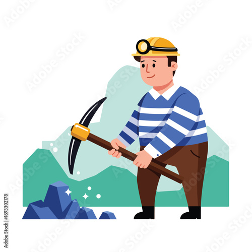 Cartoon miner holding pickaxe
