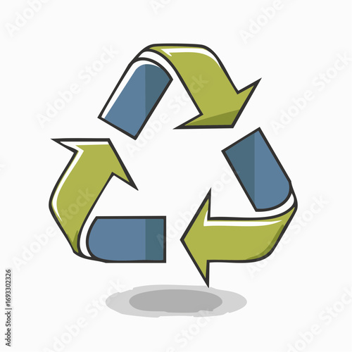 Green three-arrow recycling symbol icon with arrows in a continuous cycle on a white background, signifying environmental protection and waste reduction