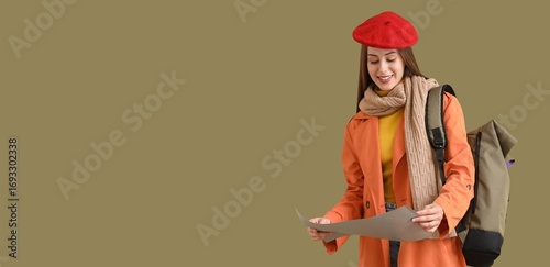 Female tourist in autumn cl...