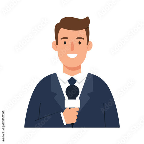 Reporter with microphone