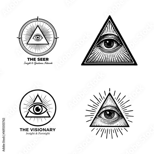 All Seeing Eye Symbol Set, Occult Conspiracy Design Elements