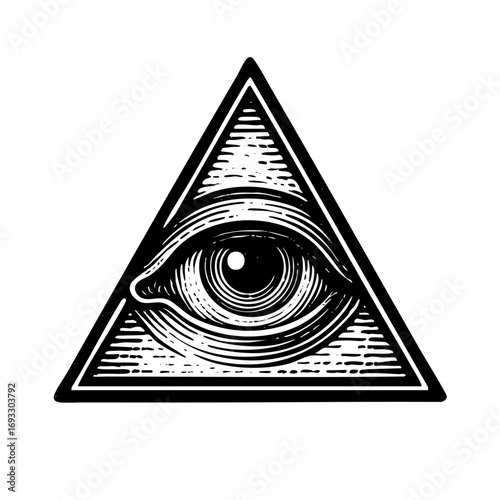 All Seeing Eye Symbol in Pyramid Engraving
